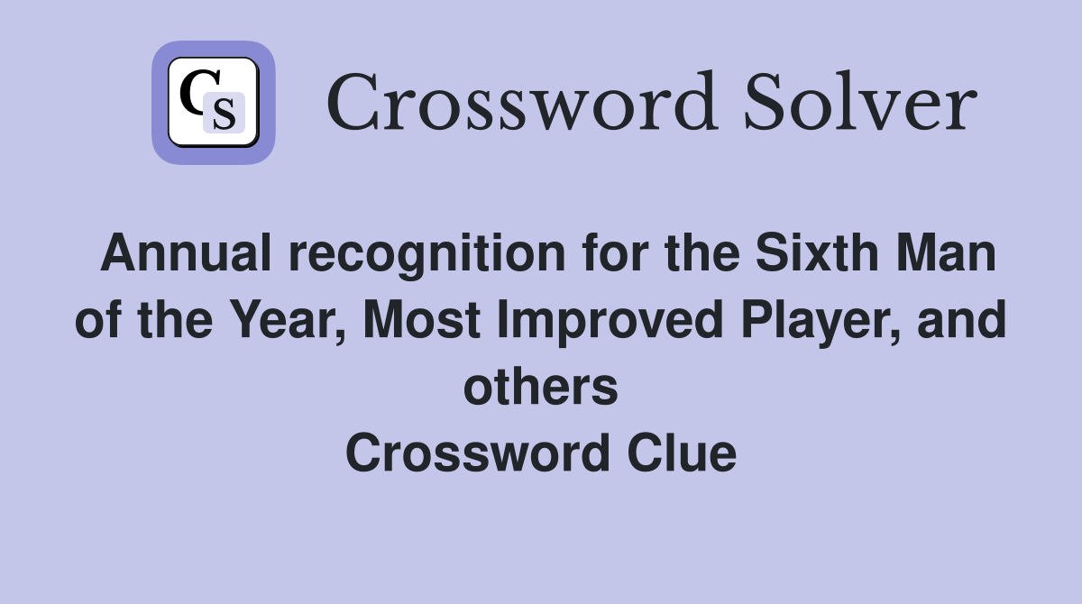 Annual recognition for the Sixth Man of the Year, Most Improved Player